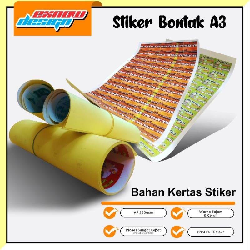 

Stiker Custom ukuran A3+ ada 2 jenis stiker