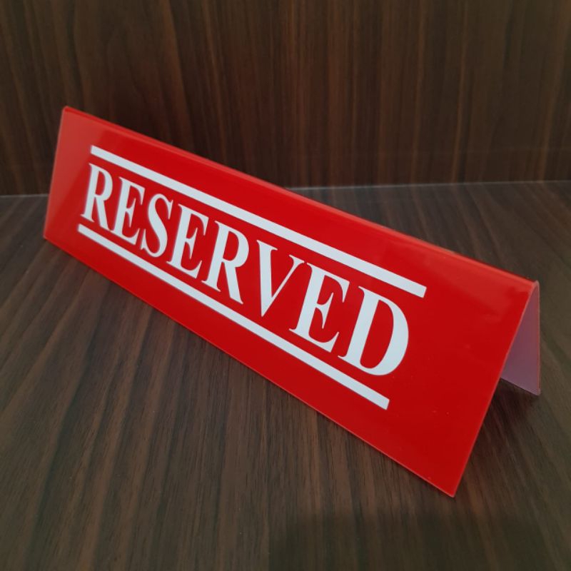 

Akrilik papan meja RESERVED warna merah