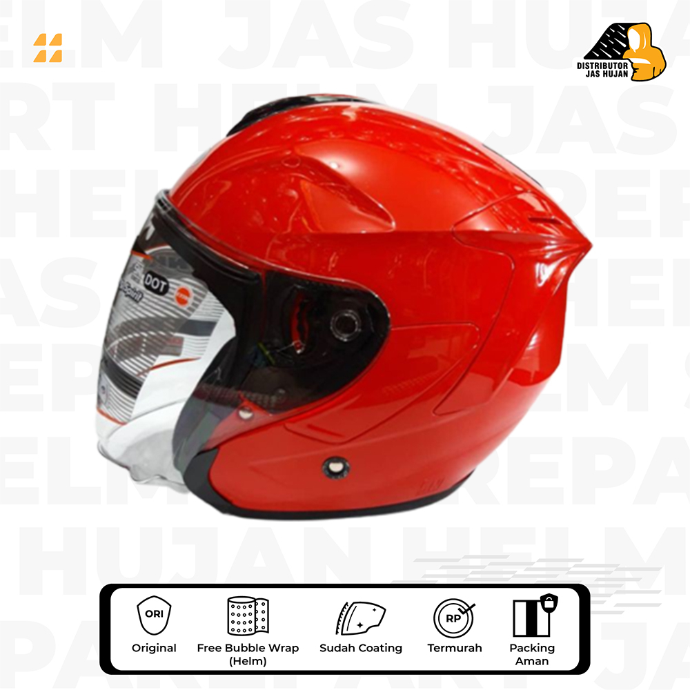 HELM INK DYNAMIC POLOS MERAH CABE ORIGINAL MERAH FERARI RED SOLID