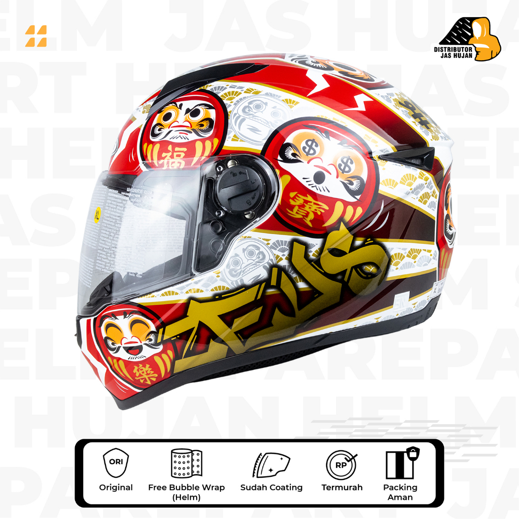 Helm Full Face Zeus 811 Matt Black AL35 Red