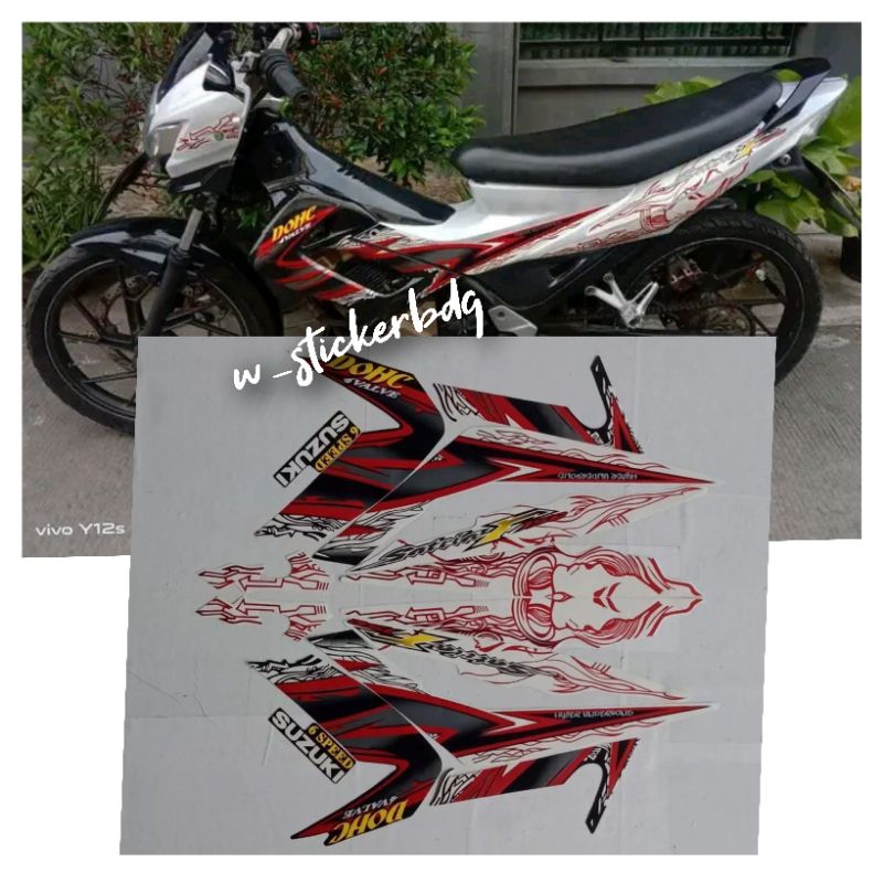 Striping Stiker Satria Fu Satria F 2011 Putih Hitam