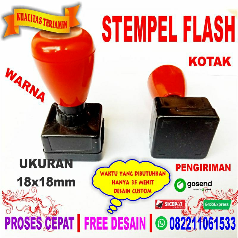 

STEMPEL FLASH WARNA KOTAK UKURAN 18MMx18MM