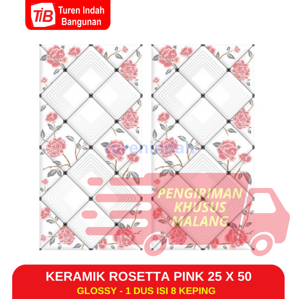 KERAMIK ROSETTA PINK 25X50 - KERAMIK DINDING - KERAMIK 25 X 50 - KERAMIK DINDING DAPUR - DAPUR PINK - JUAL KERAMIK DI MALANG