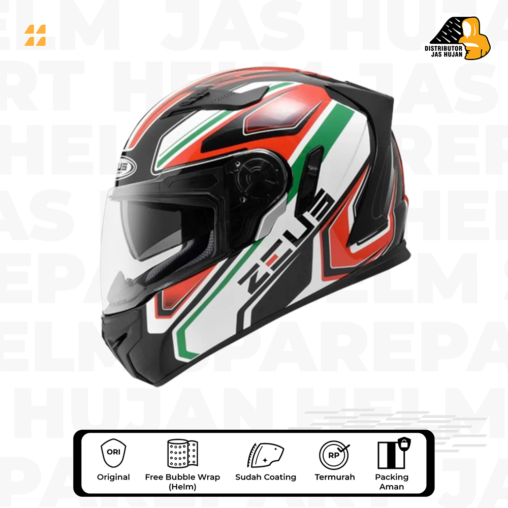 Helm Full Face Zeus 813 Black AN5 Green