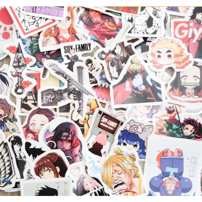 

Stiker Flashee Anime One Piece Naruto Haikyu Stiker Karakter Set AOT Kimetsu No Yaiba Spy X Family Tidak Luntur