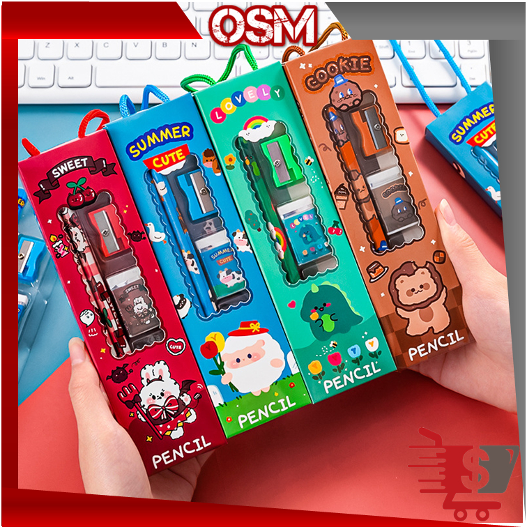 

OSM - S5689 Stationery Set 5 In 1 / Set Alat Tulis Sekolah 5 in 1 Karakter Lucu / 5Pcs Set Alat Tulis Pensil Motif Kartun Lucu