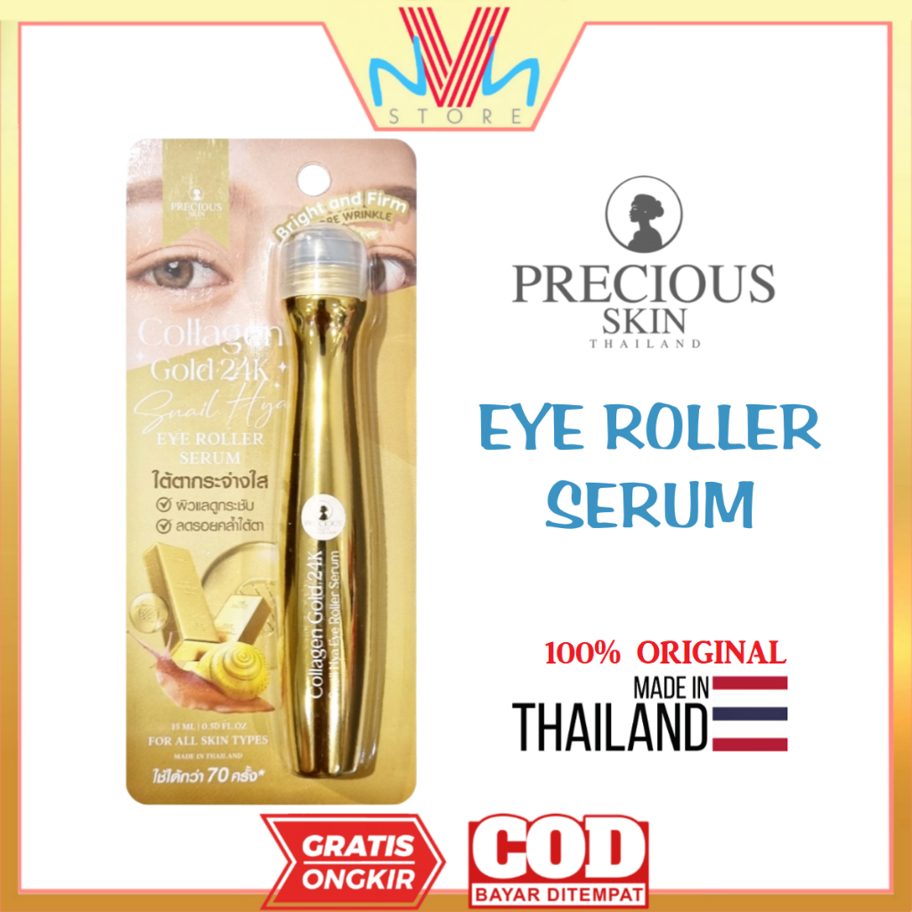 PRECIOUS SKIN COLLAGEN GOLD 24K SNAIL HYA EYE ROLLER SERUM - SERUM KANTONG MATA PANDA