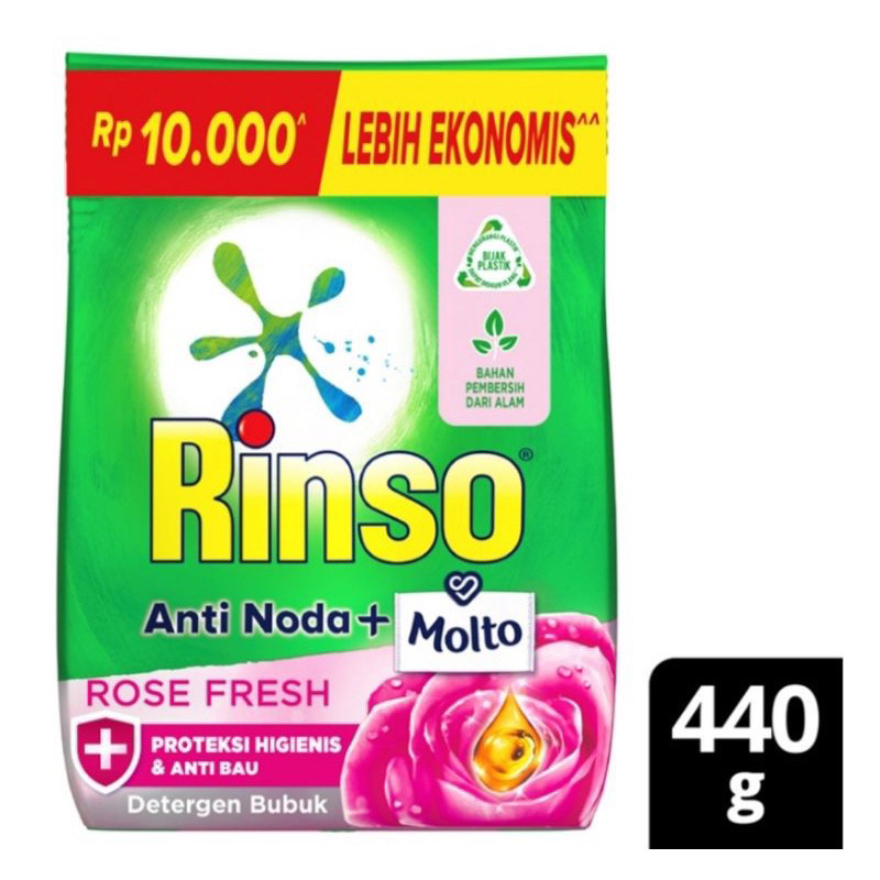 Rinso Anti Noda + Molto 440gr / Rinso Powder Rinso Bubuk Detergen Rinso