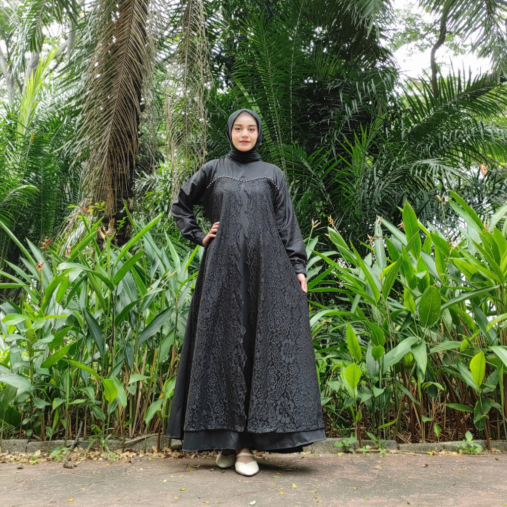 Gamis Hitam Jumbo LD 120 130 140 Bahan Toyobo Premium