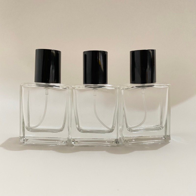 BOTOL PARFUM 30-35 ML PETAK KOTAK HERMEZ WARNA HITAM TYPE DRAT ULIR BISA ISI ULANG KUALITAS IMPORT T