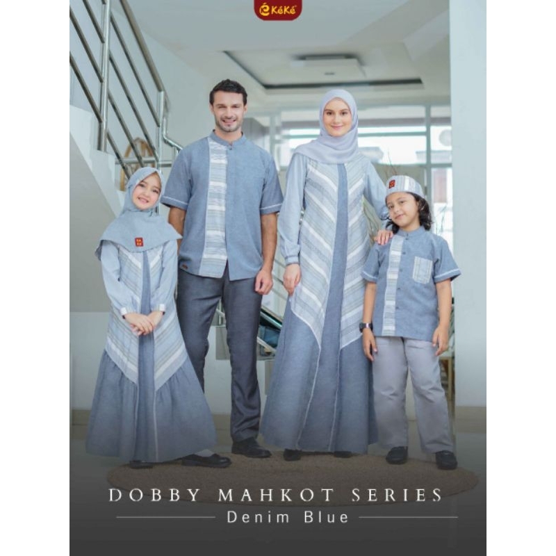 Sarimbit Dobby Mahkot Denim Blue - KeKe (Gamis anak)