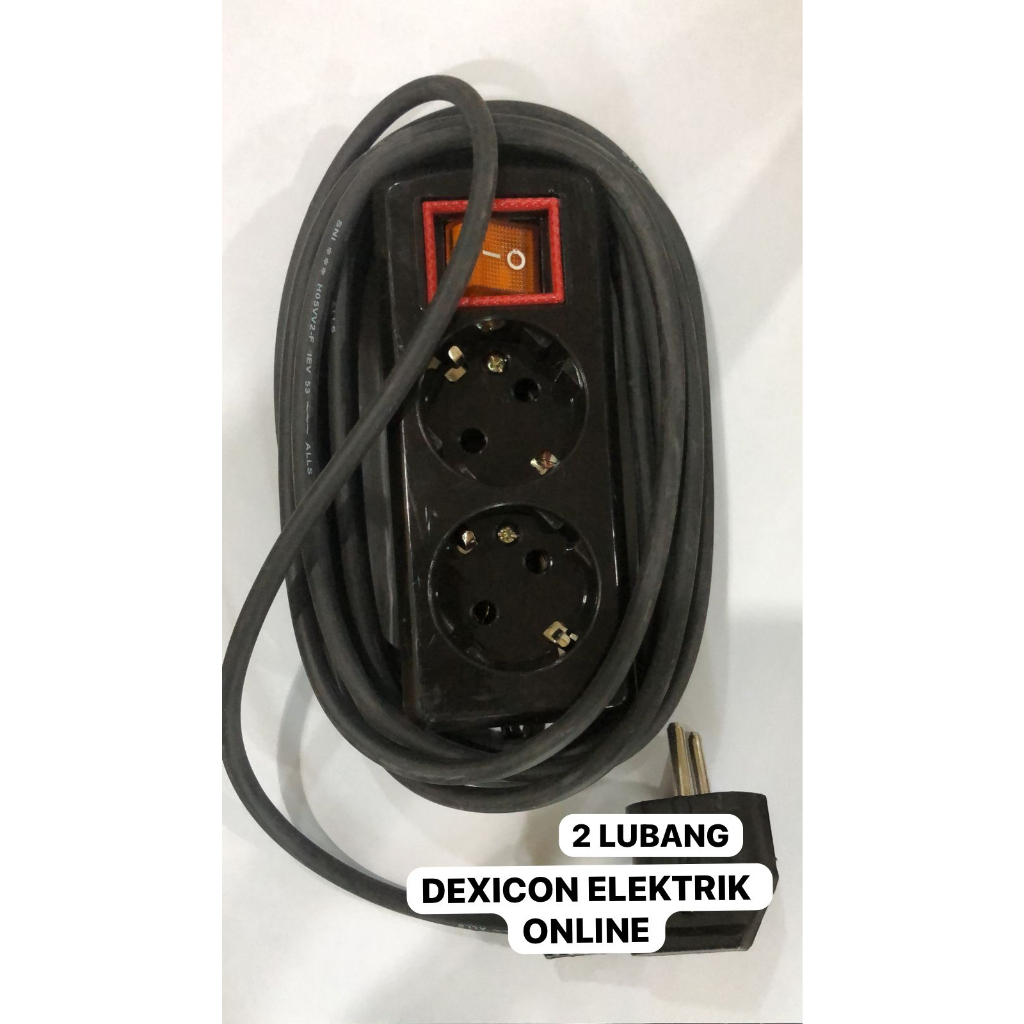 Stop kontak arde on off 2 LUBANG HITAM/BLACK - colokan listrik WARNA HITAM - sambungan listrik