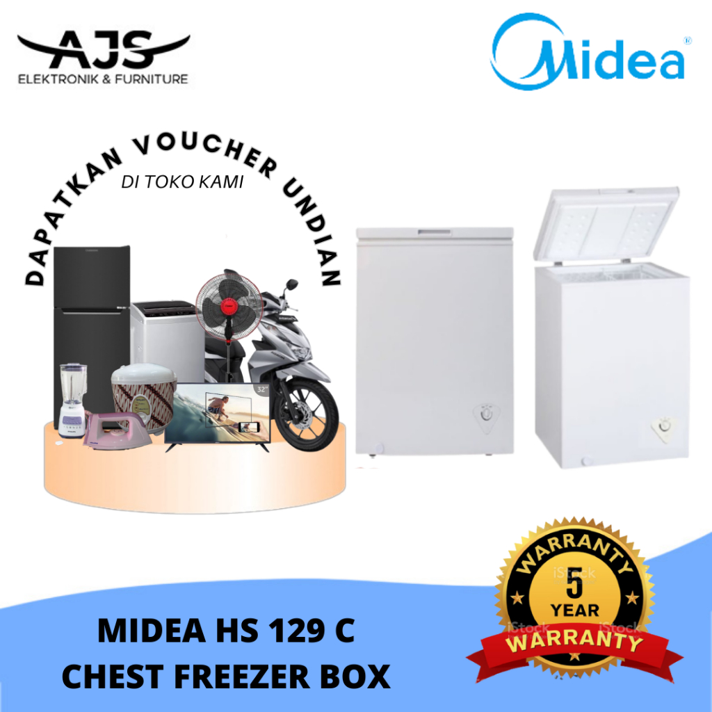 MIDEA HS 129 C CHEST FREEZER BOX LEMARI PEMBEKU 100 LITER Murah