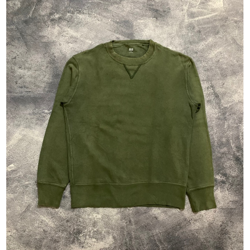 Sweater Crewneck Uniqlo Army