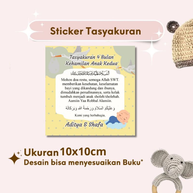 

Stiker Tasyakuran Kehamilan Custom Design Free Cutting 10x10cm | Zyta Souvenir