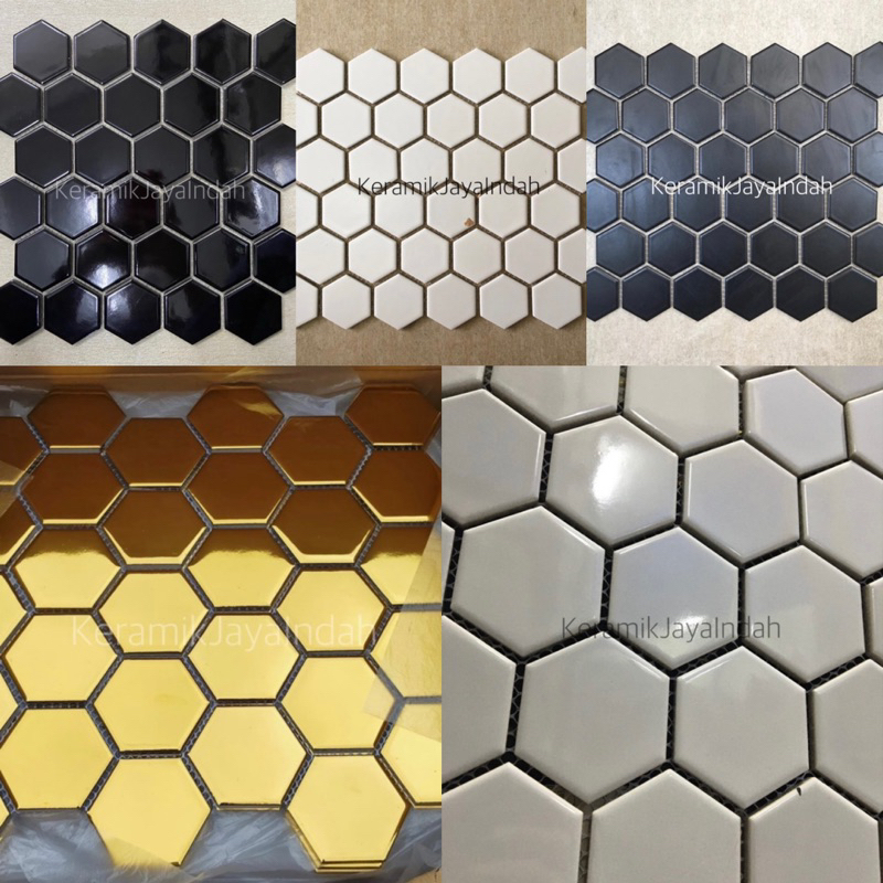 KERAMIK MOZAIK MOZAIC MOSAIK MOSAIC TILES HEXAGONAL SEGI ENAM 5 CM KITCHEN PANTRY KAMAR MANDI BAKCSP