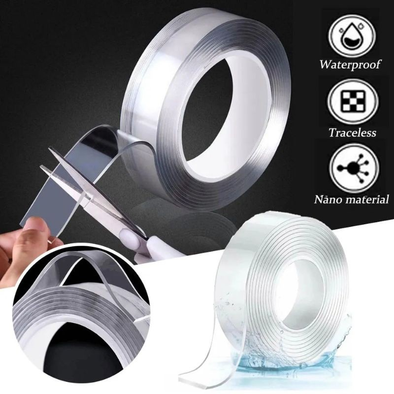 Nano Tape Bisa Dipakai Berulang Lengket Depan Belakang double tape nano isolasi reusable waterproof 1 2 3 4 5 10 Meter Lebar 2 CM