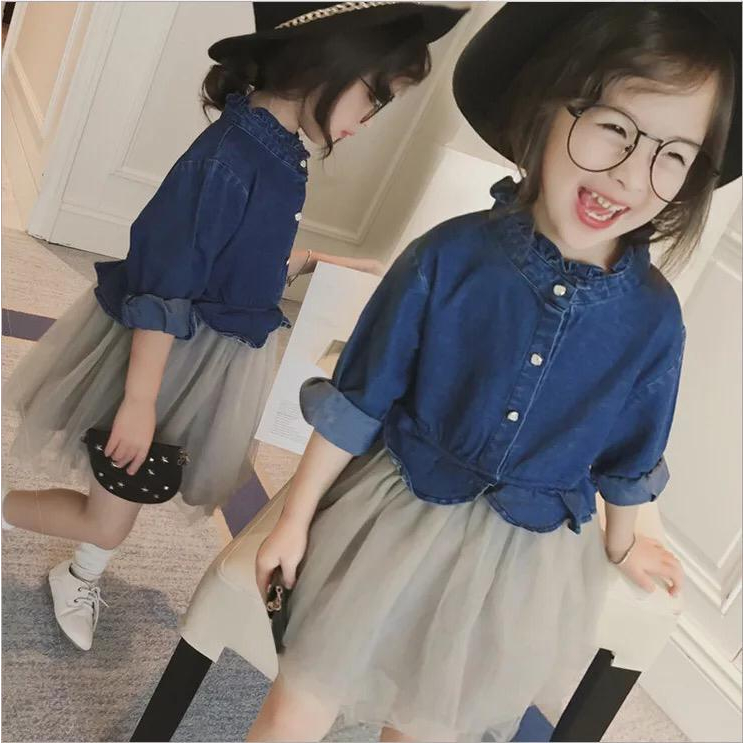 Dress Anak Korean Style Umur 2 - 5 Tahun Model Atasan Kemeja Lengan Panjang Rok Tutu Mekar Midi Dres
