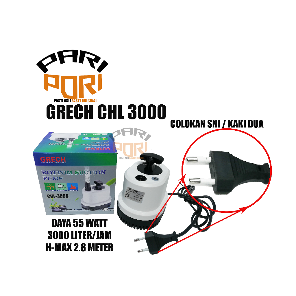 ORIGINAL GRECH CHL 3000 POMPA PEMBERSIH DASAR AQUARIUM KOLAM IKAN KOI
