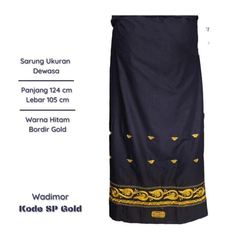 sarung bordir wadimor warna hitam benang kuning motip kerawang gayo senada