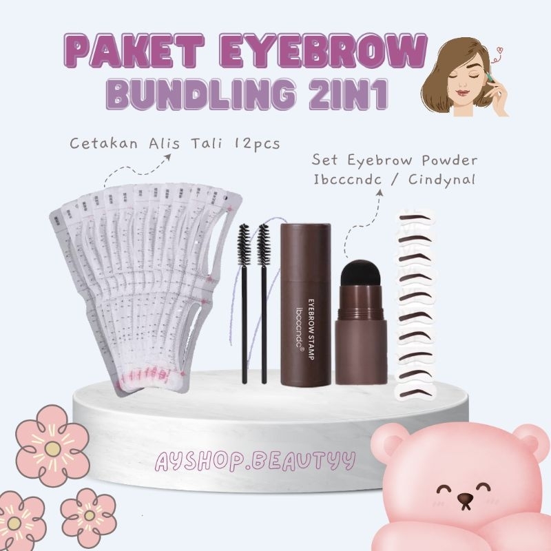 (2in1) Paket Hemat Eyebrow Powder Bundling 2in1 Cetakan Alis Tali/ Eyebrow Powder Ibcccndc