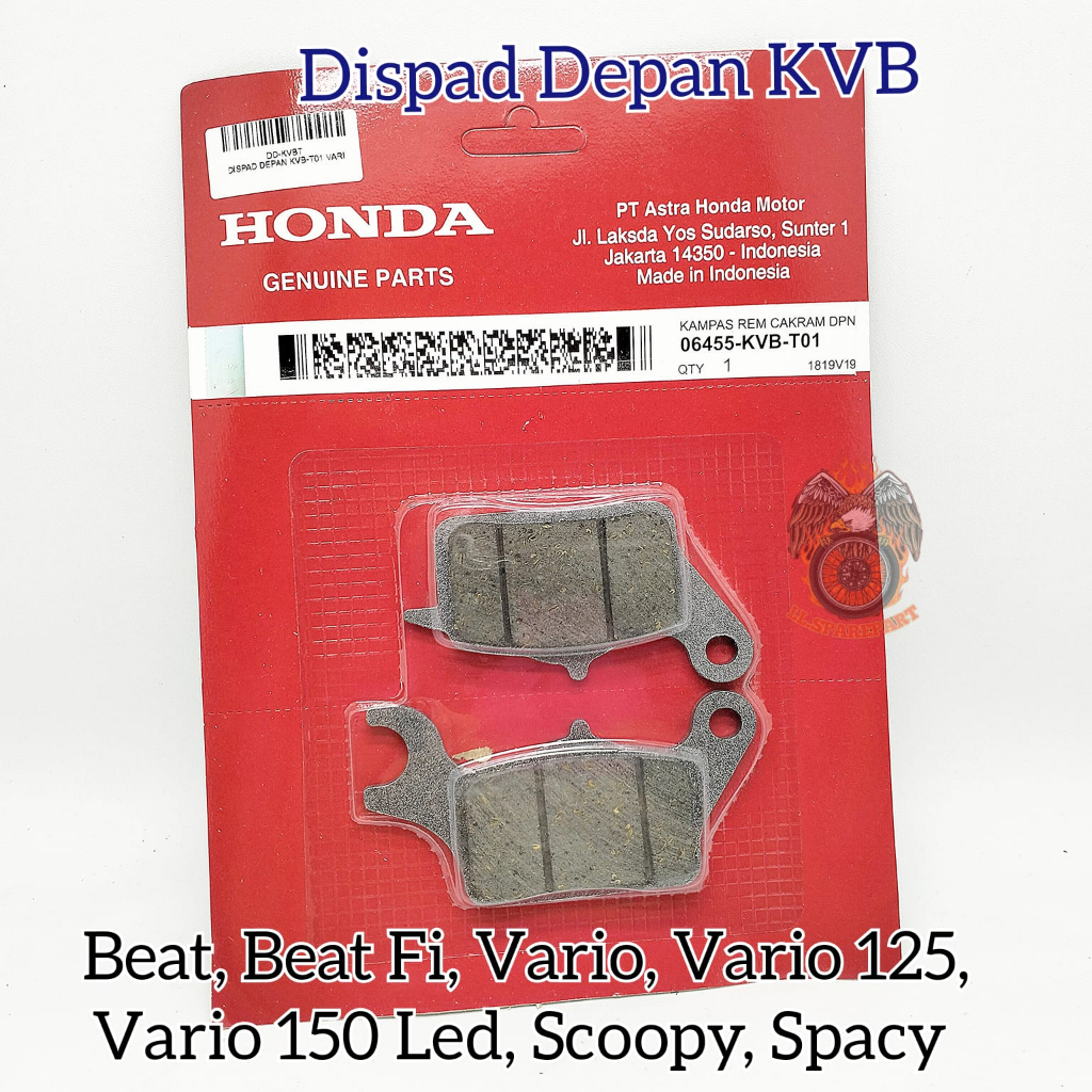 DISPAD DISC PAD KAMPAS REM DEPAN HONDA KVB KUALITAS ASLI ORIGINAL HONDA BEAT BEAT FI VARIO 110 VARIO