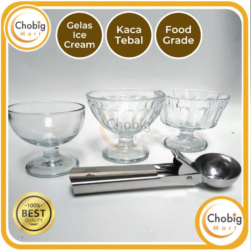 CHOBIG Gelas Kaca 200ml Ice Cream Mangkuk Mangkok Pudding Es Krim Es Campur Buah