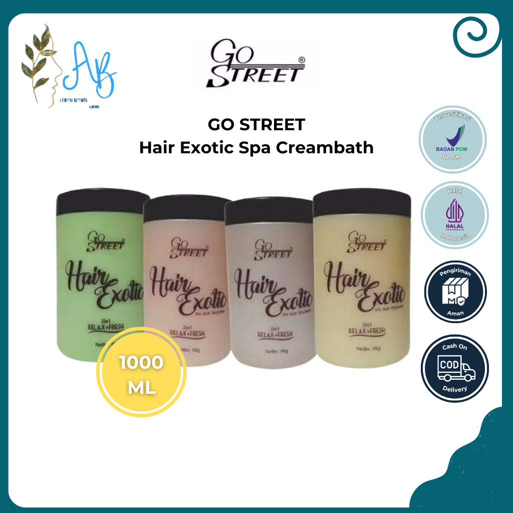 GO STREET hair exotic spa creambath 1000ml coklat / mint / royal / vanilla / masker rambut kering - 