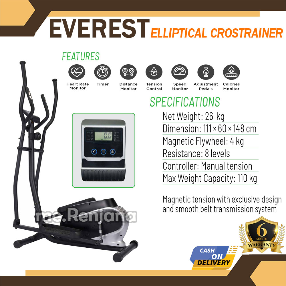 VOSGO - Alat Fitness Elliptical Crosstrainer Everest Elliptical Bike