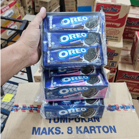 

ED 07.25 - BOX 12S - BISKUIT OREO ORIGINAL -STROBERI - COKLAT - ICE CREAM / 1BOX ISI 12PCS