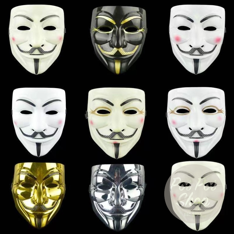 READY Topeng Hacker Vendetta V Anonymous Anonim Halloween Seram Rumah Hantu Kostum Halloween Prank
