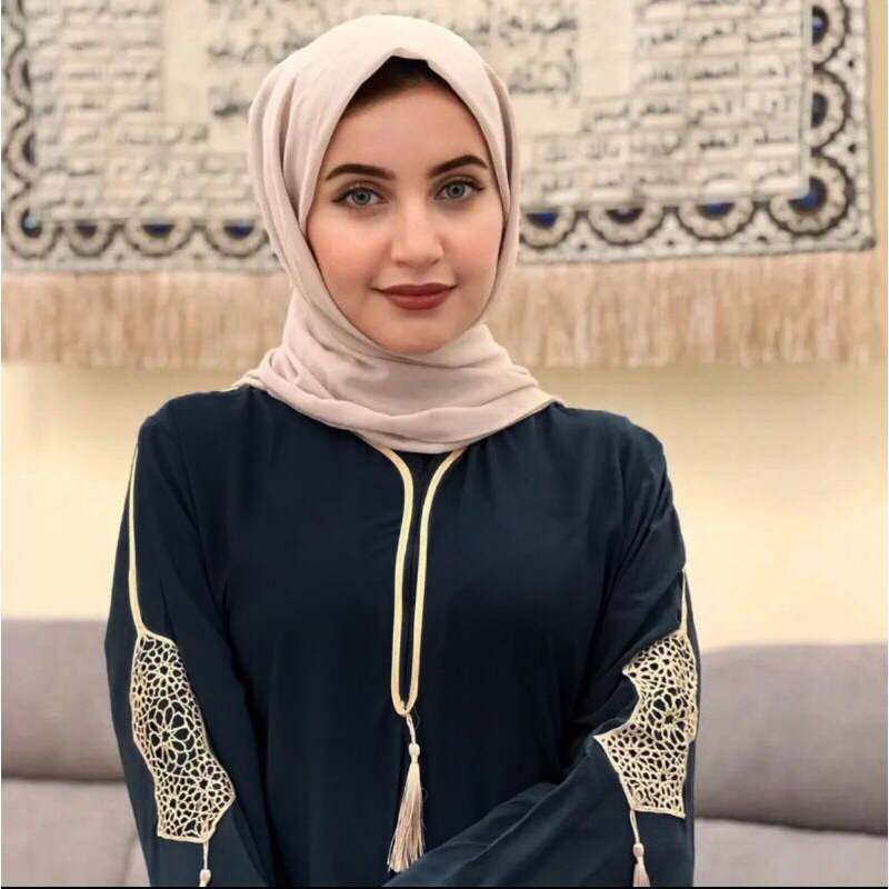 Abaya terompah/abaya bordir terompah/abaya tasel/Abaya hitam/gamis lebaran/abaya lebaran/ootd Ied/Ab