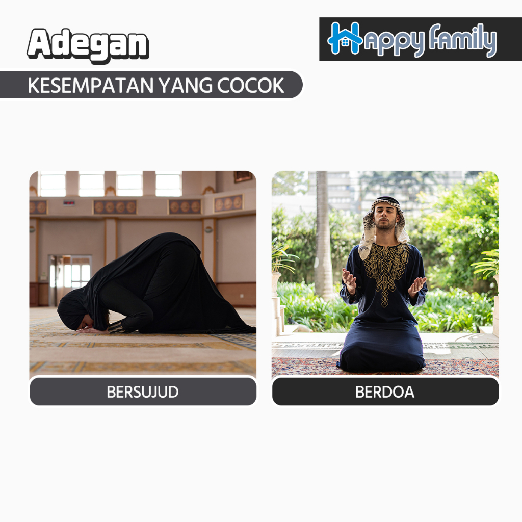 Happy Family Sajadah Turki Anti Slip Super Premium UK 70*110cm / Sajadah Sholat Bulu Motif Premium Import-7