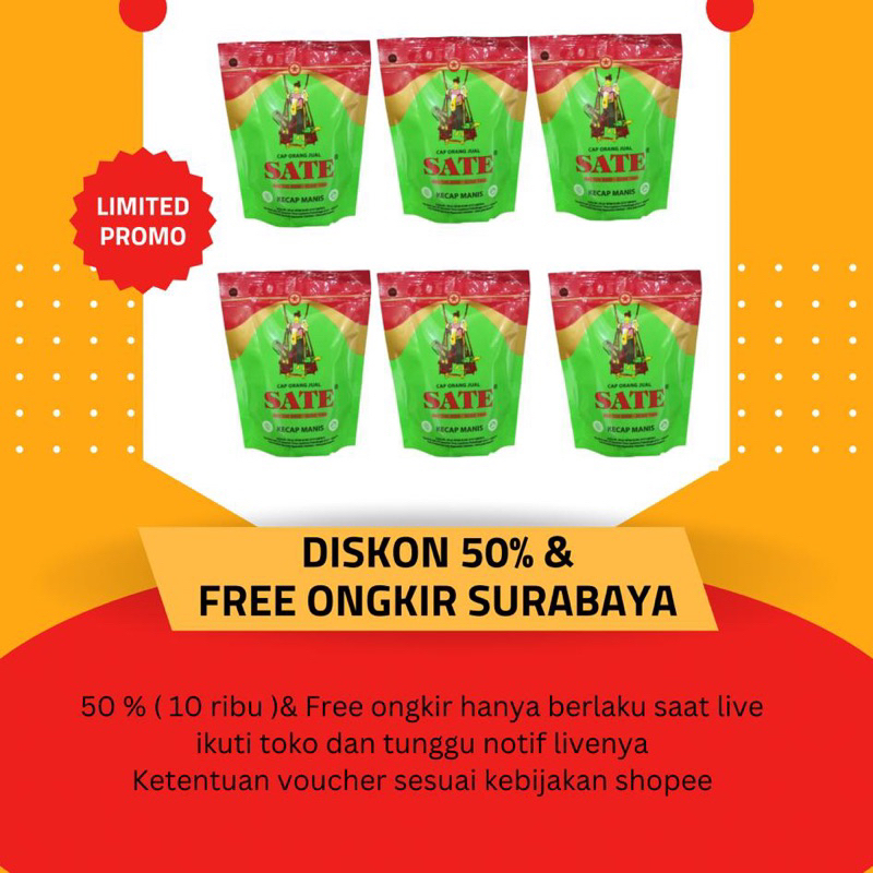 

[ DISKON 50% + Free ongkir ] Kecap cap SATE 60ml 6pcs