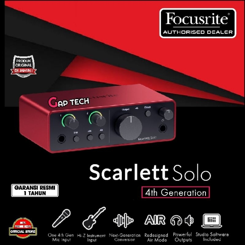 Focusrite Scarlett Solo 4th Gen / Gen 4 USB Audio Interface / Soundcard Original