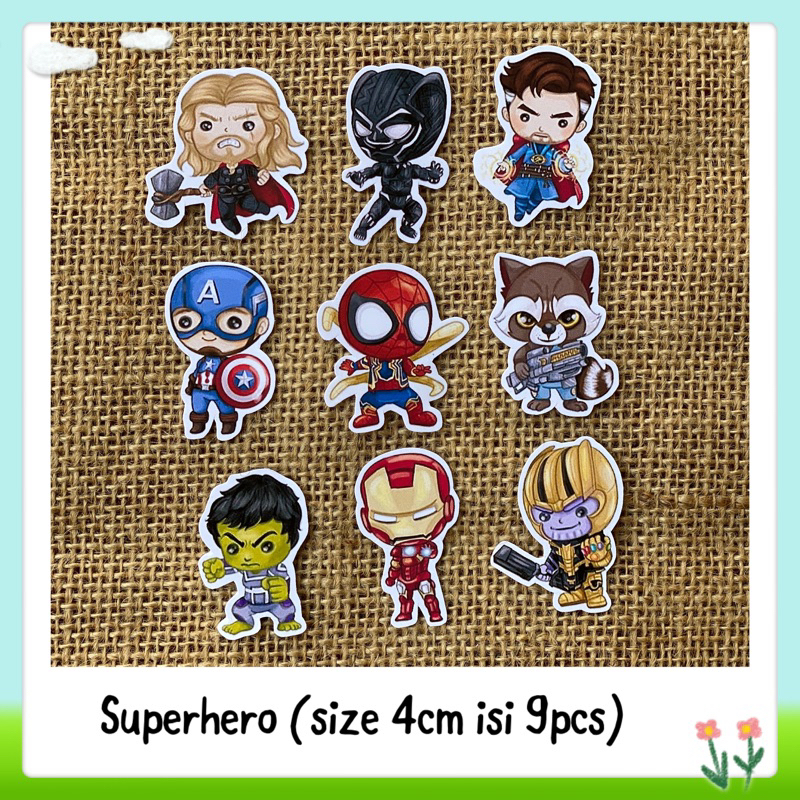 

9pcs sticker tempelan glossy superhero avengers