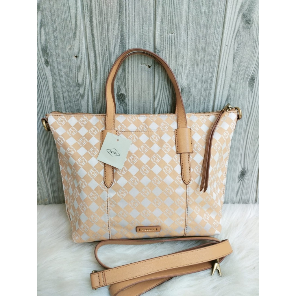 tas branded Skylar Satchel white tan