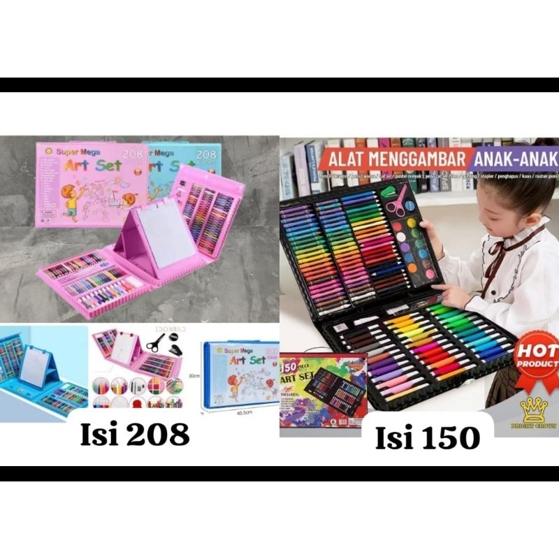 

Crayon set biru/pink seri 208 pcs Crayon set mix 150pcs