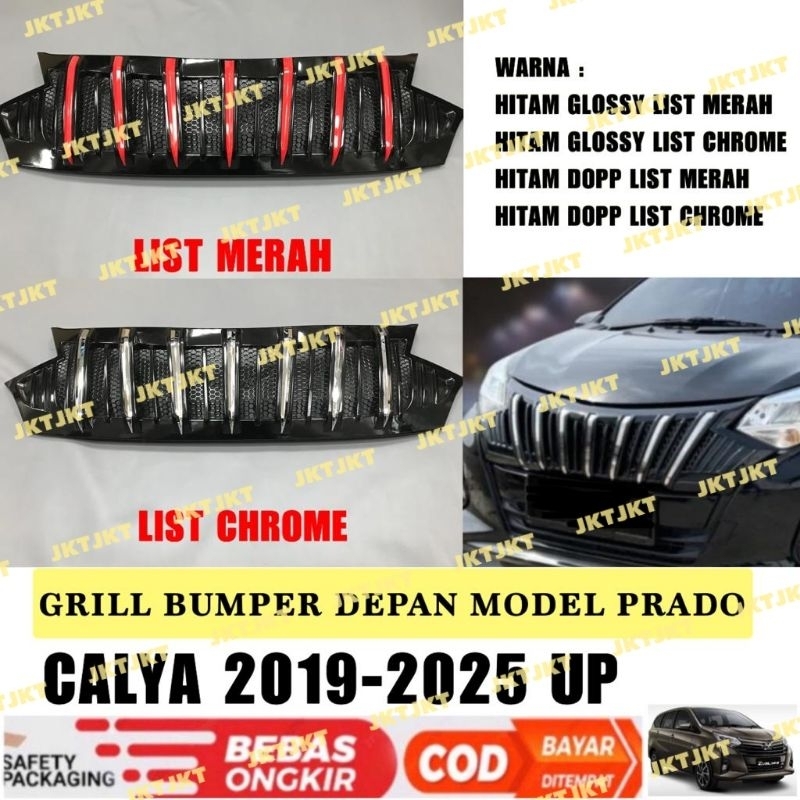 Grill Bumper Depan Calya 2019 2023 2024 2025 Prado Hitam List Merah Chrome .