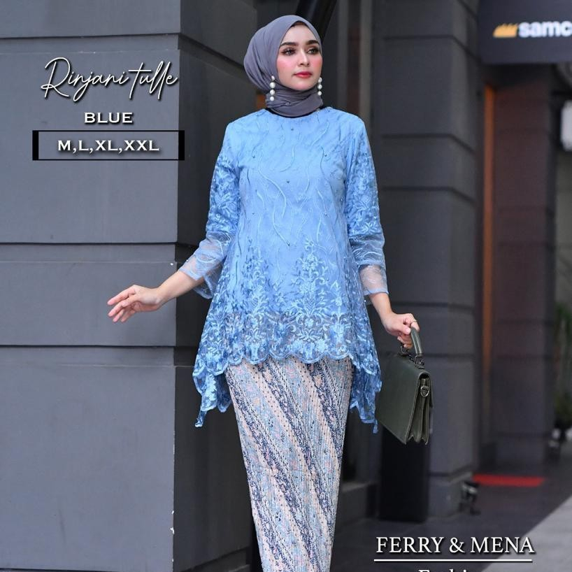 Setelan kebaya Rinjani tille mutiara kebaya seragaman kerja/modis - blue