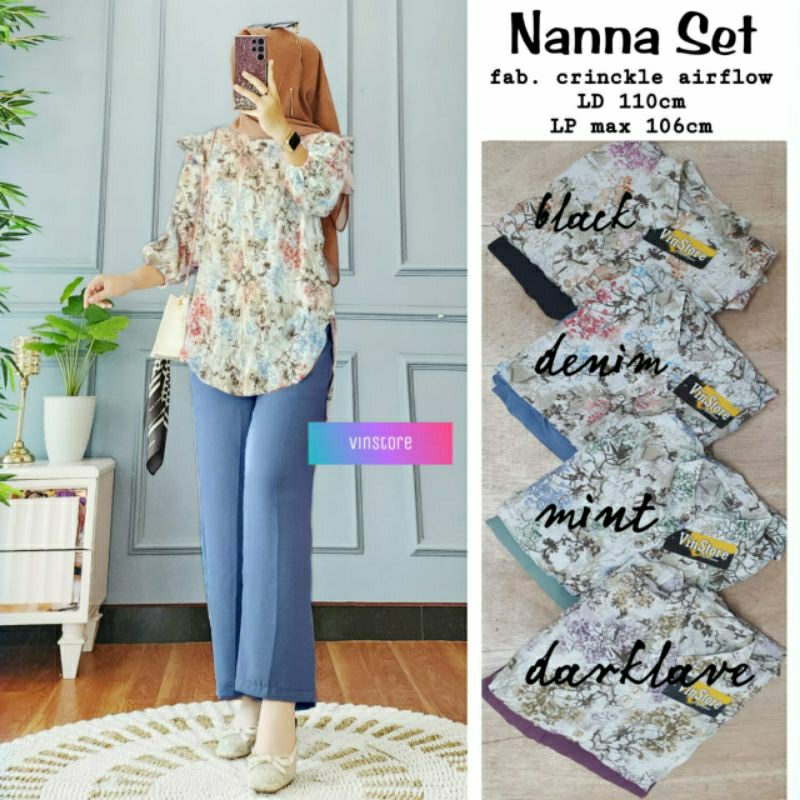 BAJU SETELAN WANITA NANNA SET  / GROSIR BUSANA SURABAYA / TERMURAH / TERLARIS / COD BAYAR DITEMPAT /