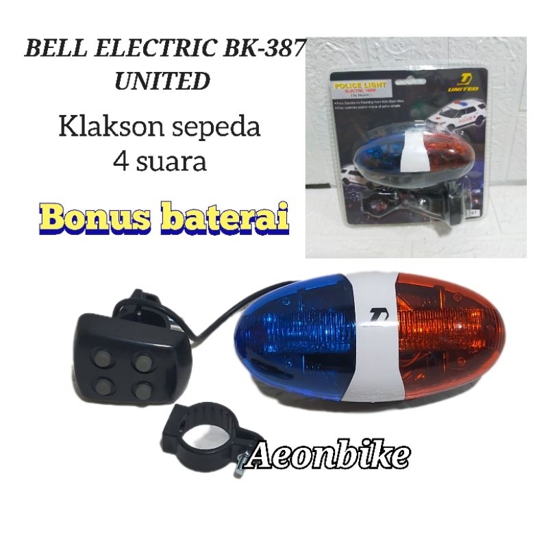 bell elektrik united BK-387 bel klakson sepeda anak bunyi kencang dan lampu model sirine police