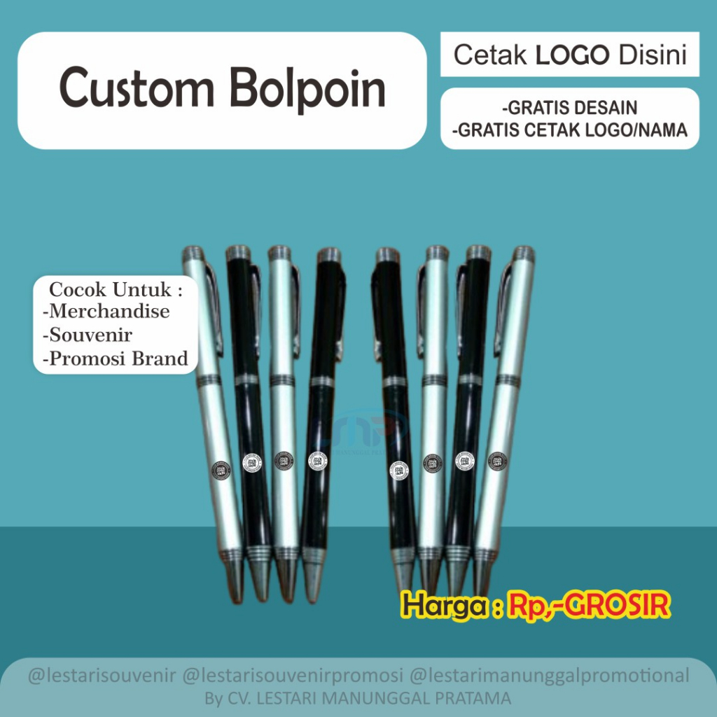 

Bolpoint Custom 10 / souvenir merchandise bolpoint cetak nama / souvenir kantor bolpoint cetak logo murah