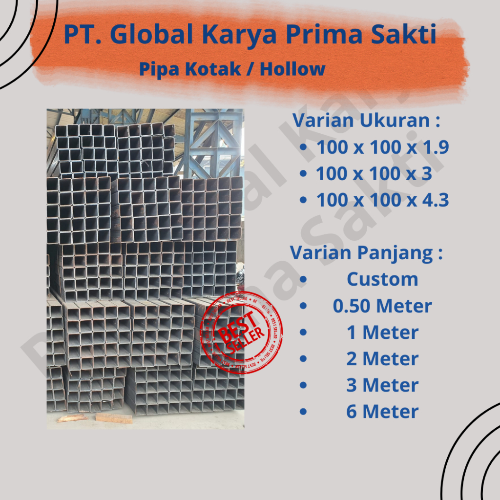 Besi Hollow 100 x 100 x 4.3 x 6 Meter