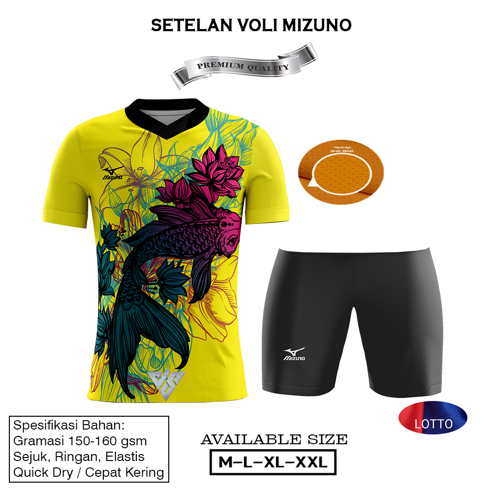 Baju Volly Pria Wanita Jersey Voli Putri Kaos Olahraga Setelan Voly Cewek Cowok Custom Printing Mizu