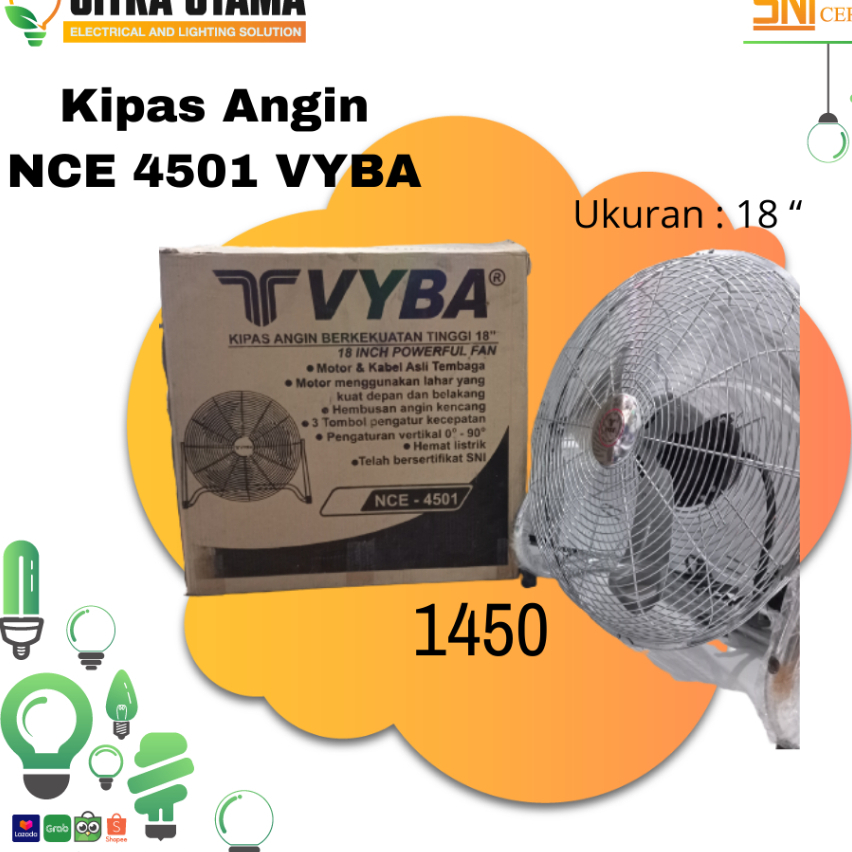 KIPAS ANGIN DUDUK BESI 18 INCH MEREK VYBA K1450