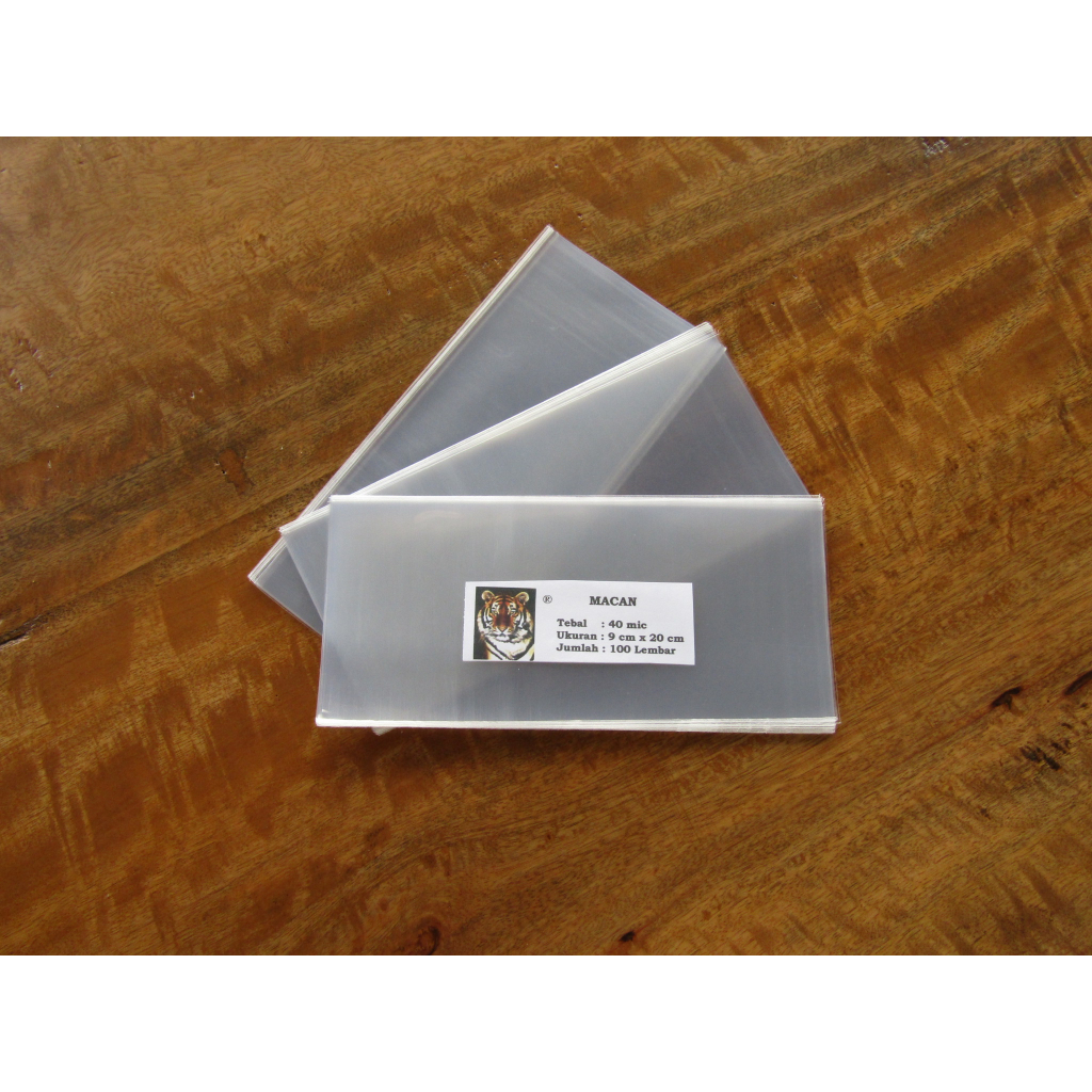 PLASTIK OPP SESET 9 X 20 TEBAL 40 MIC /LEMBARAN /NON KANTONG ISI 100LB