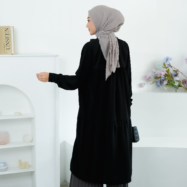 Eleanorre Rabiya Black Tunic Atasan Muslim Wanita