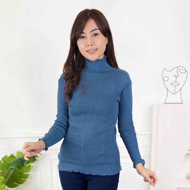 INNER RAJUT DAISY CURLY SWEATER/atasan rajut turtleneck