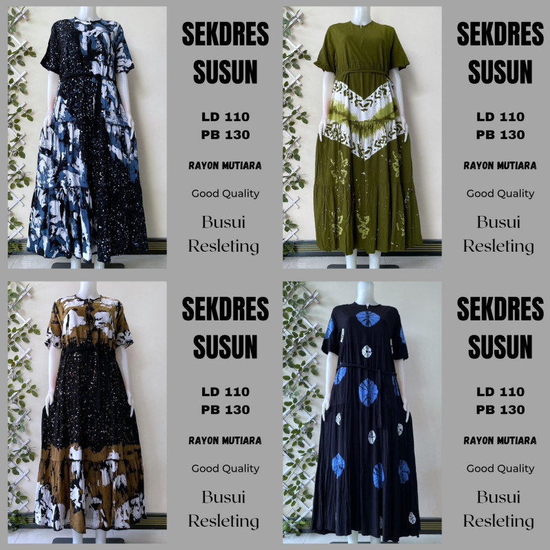 ARIEFA BATIK - TERLARIS SEKDRESS SUSUN - DRESS BATIK CAP - SEKDRESS RAYON CANDI MEKAR - DRESS TIE DY